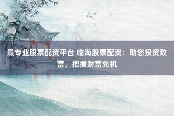 最专业股票配资平台 临海股票配资：助您投资致富，把握财富先机