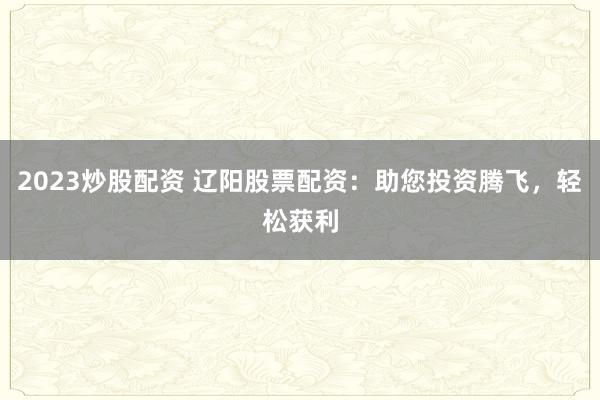 2023炒股配资 辽阳股票配资：助您投资腾飞，轻松获利